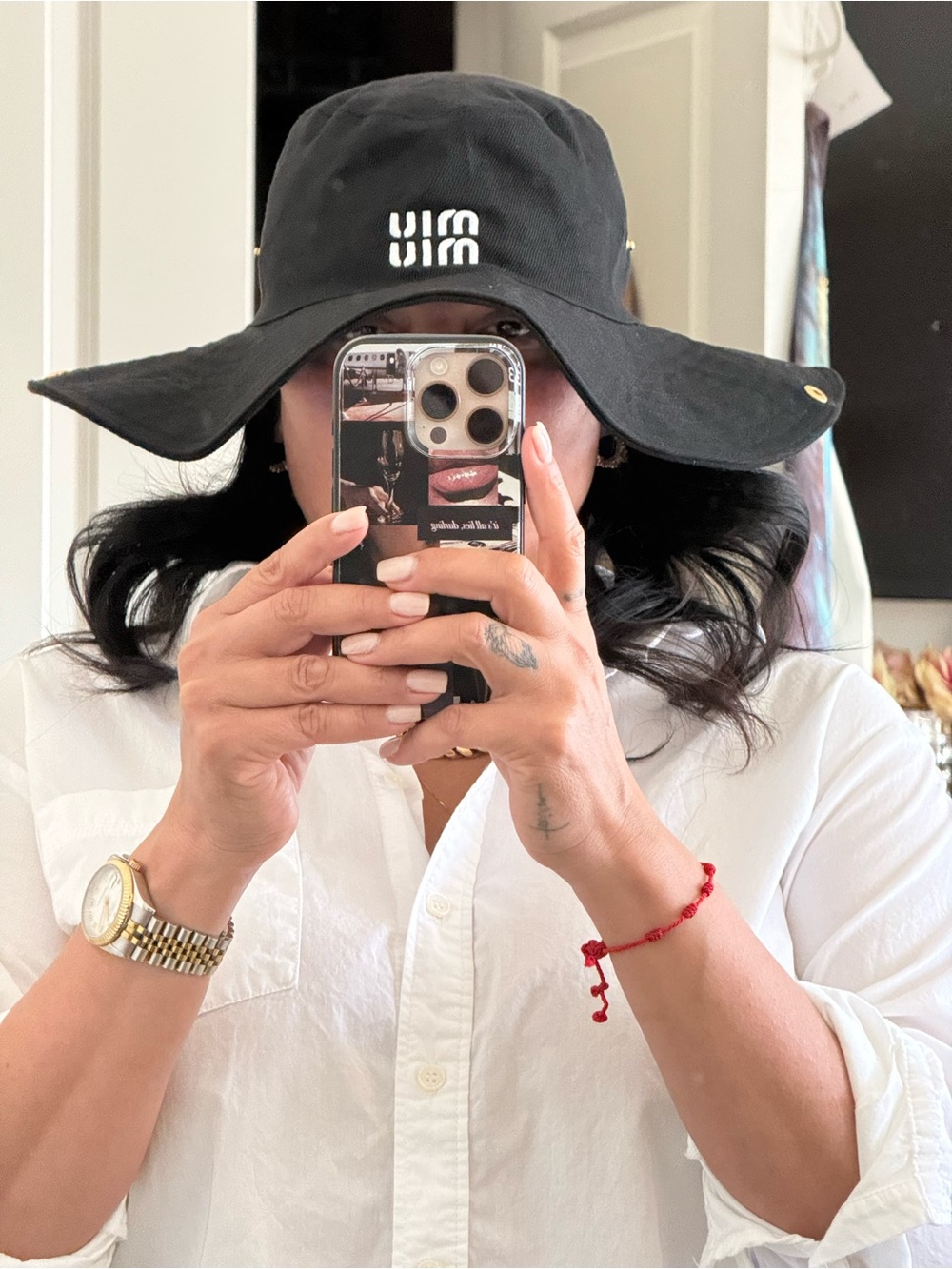 Miu Miu Black Cowboy Sun Hat with White Logo MULTIFUNCTIONAL